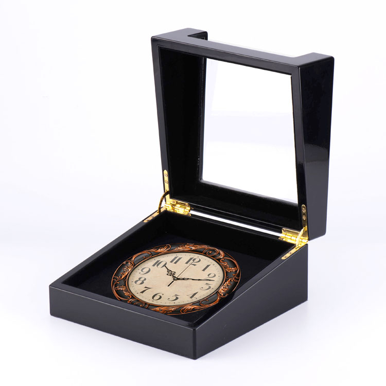 Glass Acrylic Clock Gift Watch Wooden Display Box product reference