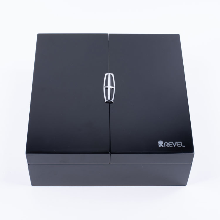 Double Door Lacquer Silver Logo Label Wooden Gift Box product reference