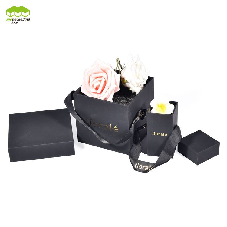 Simple Ribbon Handles Flowers Paper Gift Box product reference