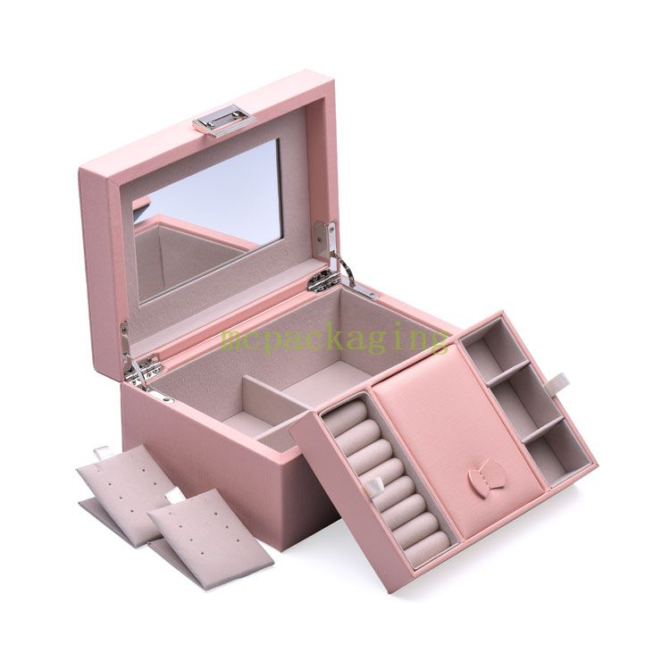 New Luxury Arrival Mini Leather Pu Small Travel Jewelry Box Organizer Women Gifts Logo Jewelry product reference