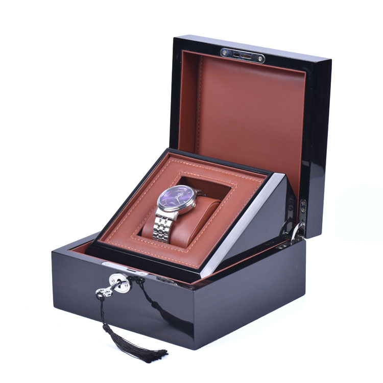 Wooden Box Factory Personalized Wooden Black Lacquered Watch Packing Box Woodbox product reference