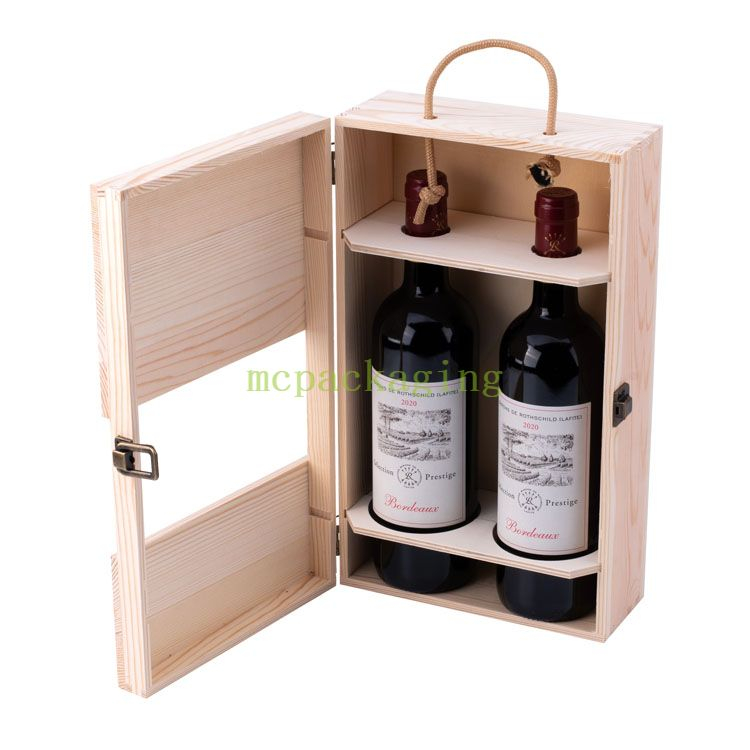 2 Bottle Pine Unfinished Wooden Crafts Wine Gift Box 6 Wine Bottle Wooden Box Wood product reference