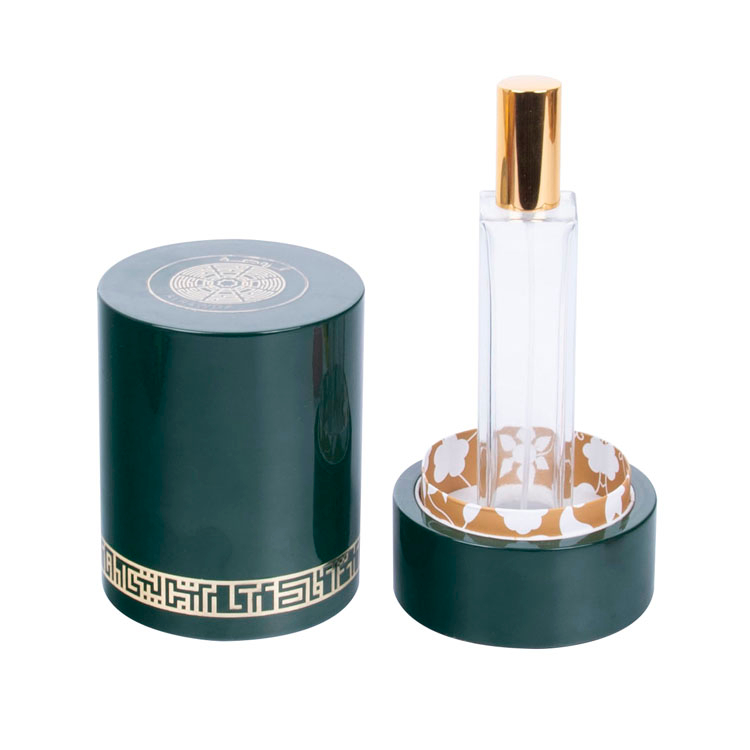 Round Metal Label with Border And Pattern Decoration, Green Piano Paint, High-end Perfume Wooden Box product reference