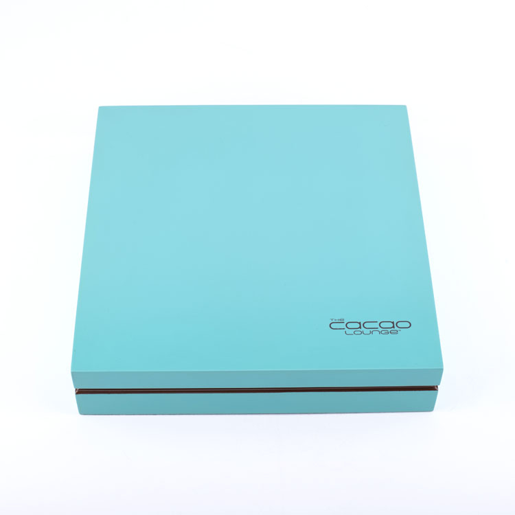 Fresh Blue Leather inside Nice Wooden Chocolate Box product reference