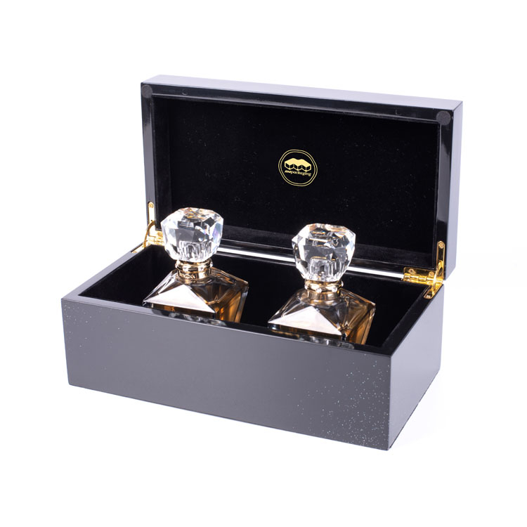 Black Piano Lacquer Luxury wooden Perfume Bottle Box Packaging Gift Boxes With Key Lock product reference