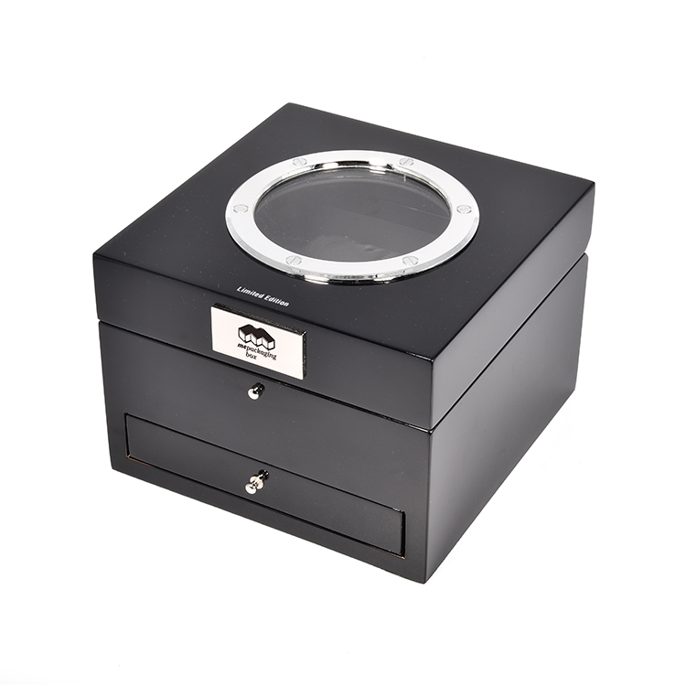 Logo Black Double Two Drawer Smart Watch Box With Window product reference