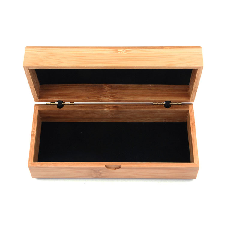 Wooden/Bamboo Storage Box Velvet Lined Hinged Lid Rectangle For Jewelry Eyeglass Pen Wholesale Logo OEM product reference