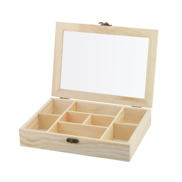 Wood Box factory Wooden Box factory Wholesale Logo Glass Lid Wooden Tea Bag Box For product reference