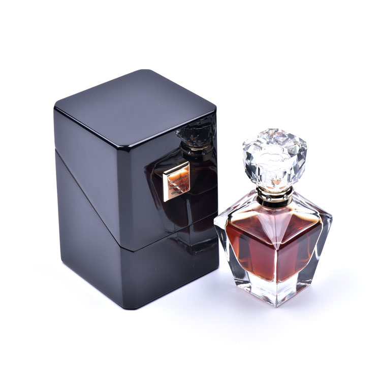 Cube Black Piano Paint Oblique Cover 45 Degree Corner Wooden Perfume Packaging Box Made product reference