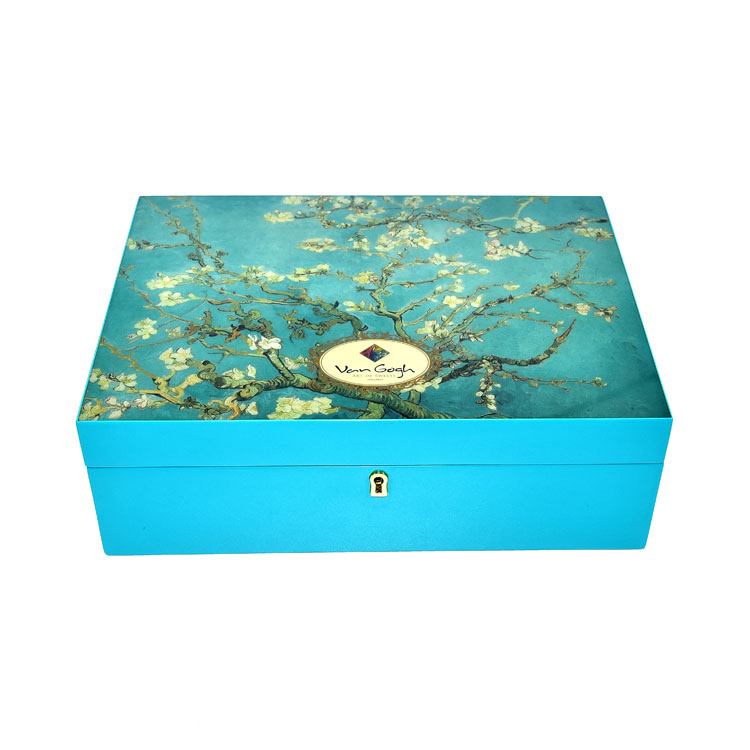 Versatile Removable Inner Tray Printed Wooden Jewelry Storage Box product reference