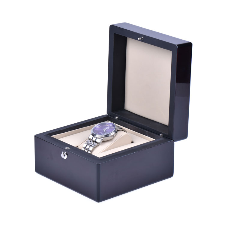 Wooden Box Factory High End Logo Black Safe Lock Watch Packing Box With Key product reference