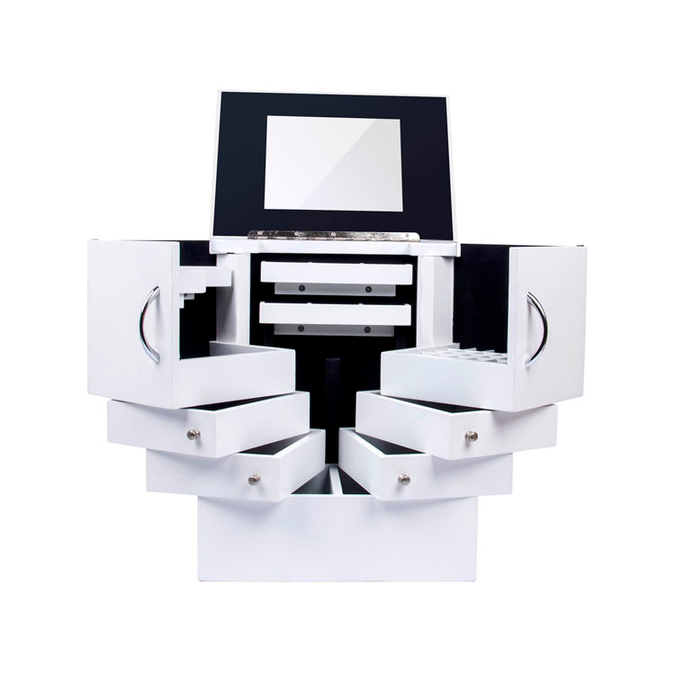 Multifunctional with Mirror And Drawers White Wooden Jewelry Box product reference