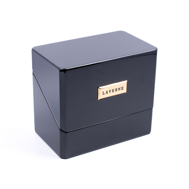 Double Bottle Cube Shape Long Logo Black Piano Paint Essential Oil Perfume Packaging Box product reference