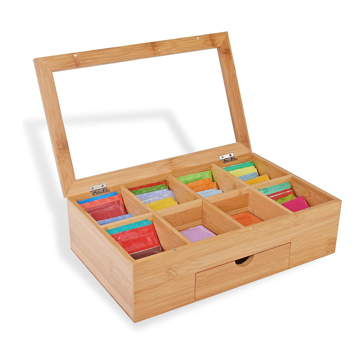Tea presentation chest with compartments