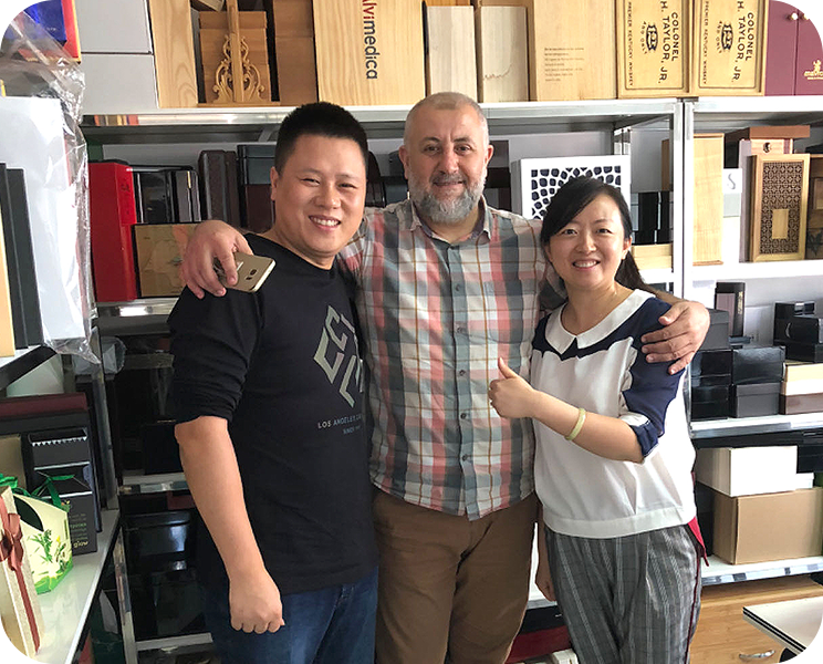 Client visit for a custom trophy packaging project